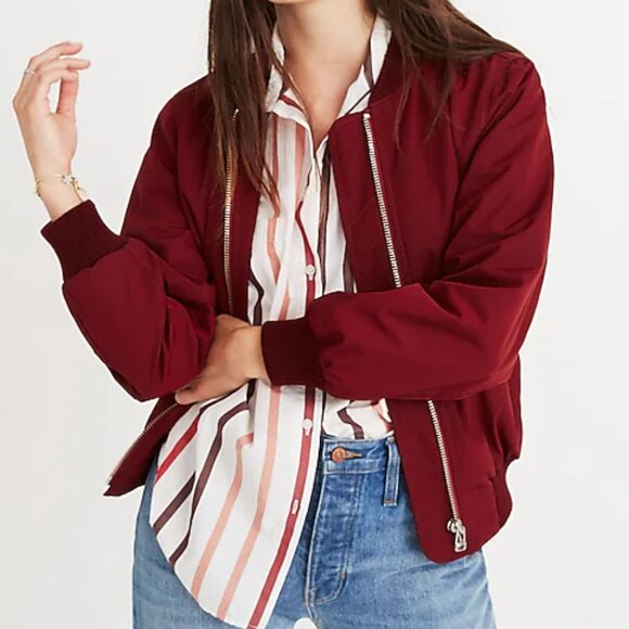 Madewell Jackets & Blazers - Madewell Side-Zip Bomber Jacket, Dusty Burgundy, Size Small